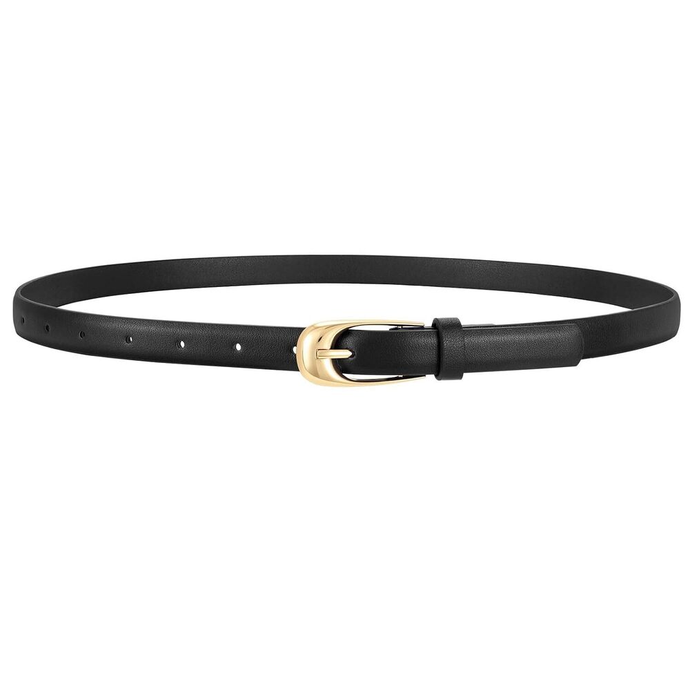 Skinny Leather Belt for Dress Jeans Women Thin PU Leather Belt with